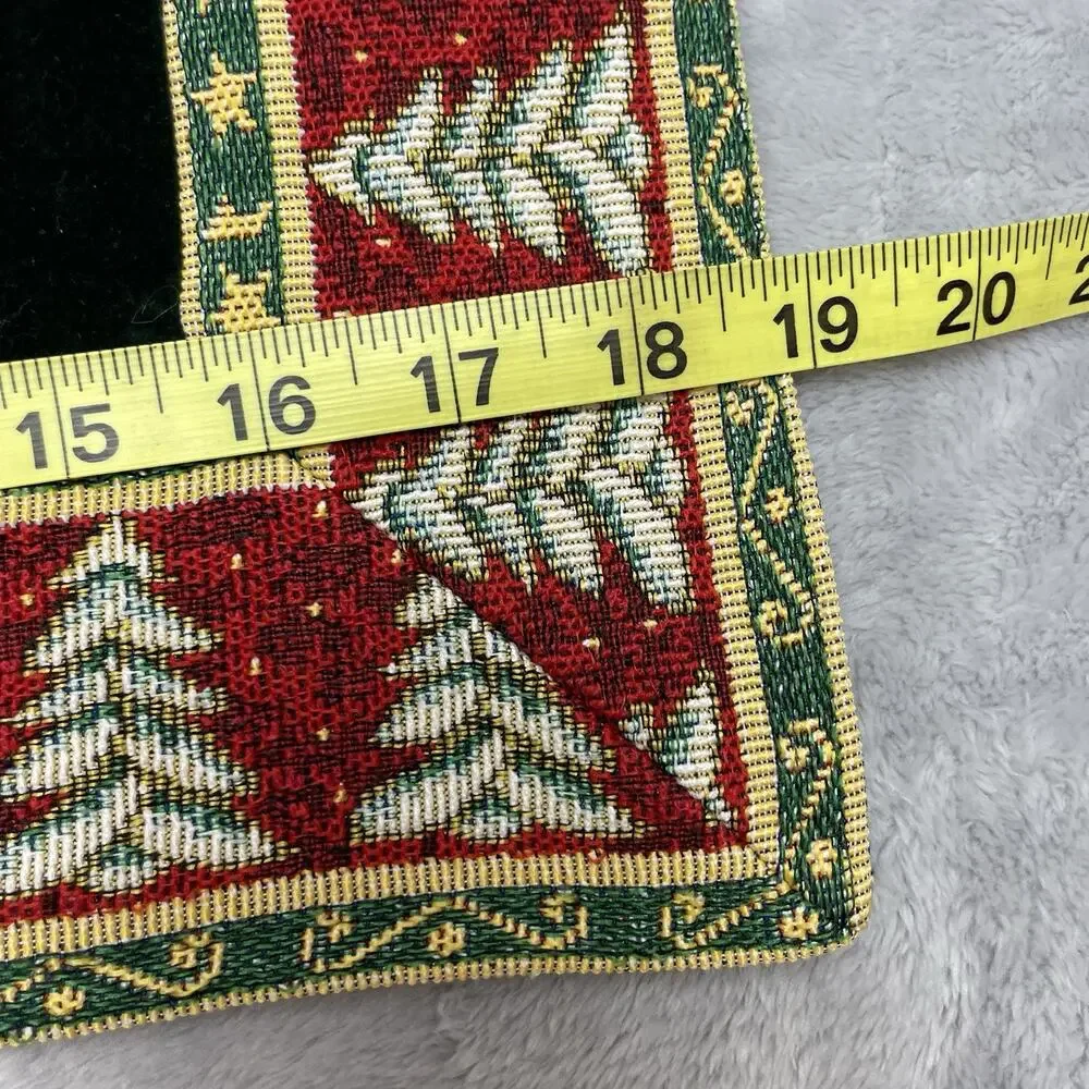 8 Luxurious Christmas Velveteen Placemats Tapestry Trim‎ Trees Holiday Party